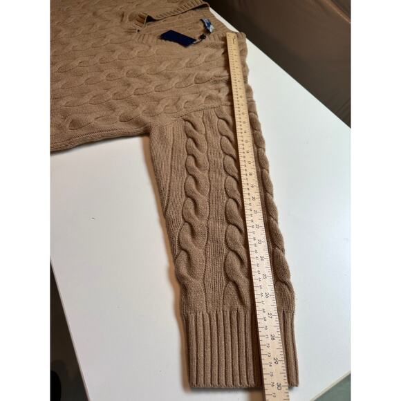 Polo Ralph Lauren Womens 2XL V-Neck Sweater Wool Cashmere Camel Cable Knit NWT - Picture 11 of 11
